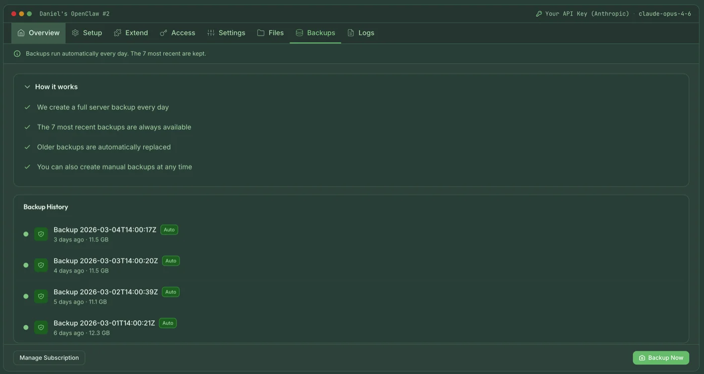 Automatic Daily Backups