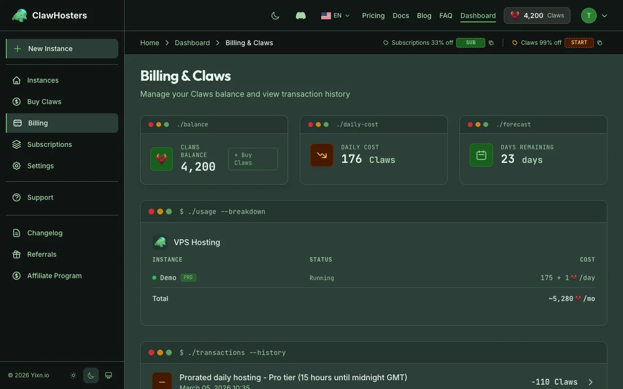 Transaction History and Invoices